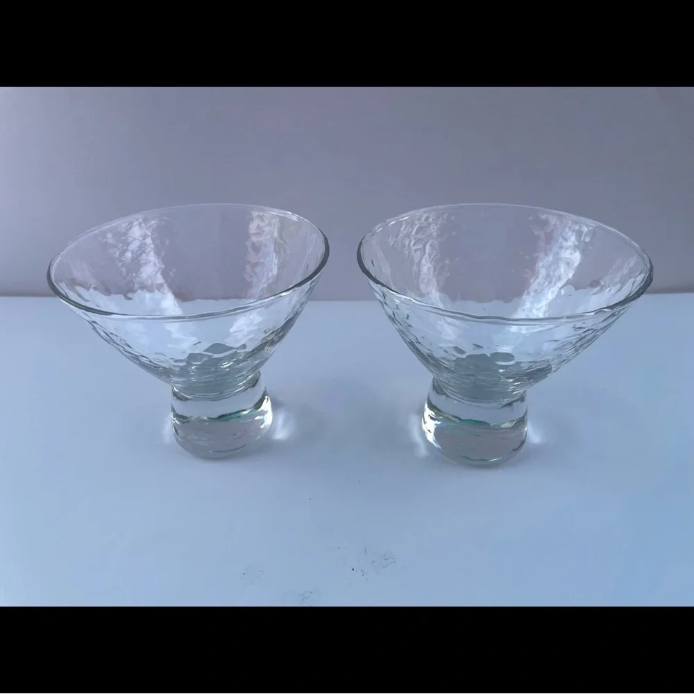 Glass Hammered Cocktail / Dessert Bowls – Set of 2